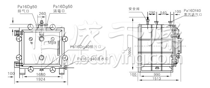 方形靜態真空干燥機結構示意圖 方形靜態真空干燥機結構示意圖